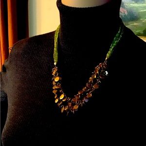NWOT Coldwater Creek Beautiful Gold and Sea Glass Green Necklace